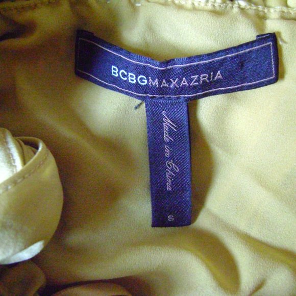 BCBGMaxAzria Gold Pleated One Shoulder Dress, size Small - Picture 4 of 7